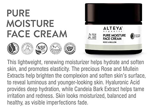 Alteya Organic Crema Pure Moisture Face Cream Rosa y Mullein 50 ml – Crema facial certificada NaTrue