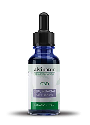 ALVINATUR - Sérum facial CBD 30ml, Ideal para cuidado intensivo y masajes faciales, Enavse de cristal con gotero