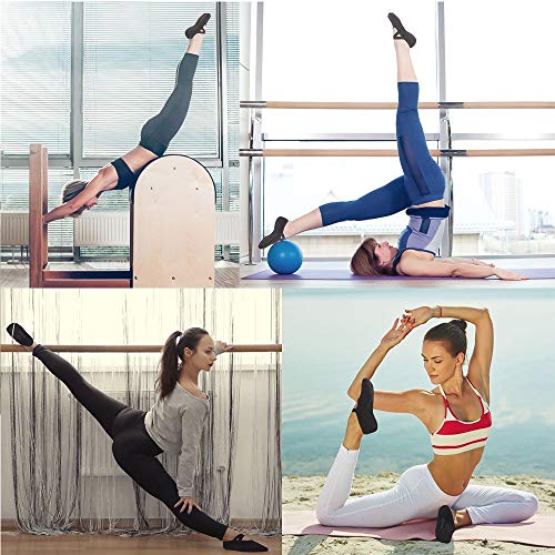 AmazeFan Calcetines de Yoga Antideslizantes para Mujeres, Ideales para Pilates al Aire Libre Medias de Entrenamiento Deportivo con Granos Antideslizantes Negro y Gris 2 Pares