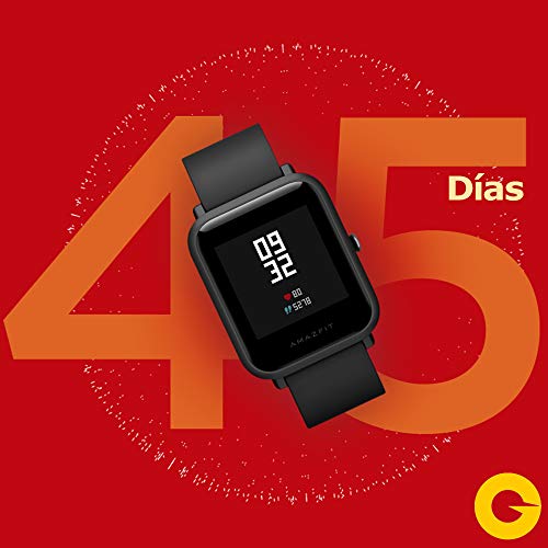 Amazfit Bip Lite SmartWatch Monitor de Actividad Fitness Resistente al Agua 30 Metros Pulsómetro Modos Deportivos iOS & Android (Versión Internacional - 45 días de Batería) Negro