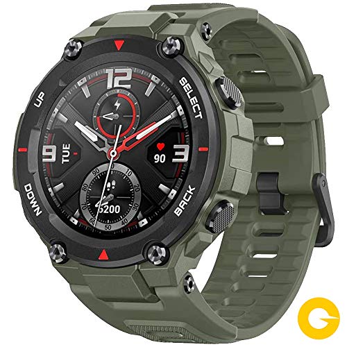 Amazfit T-Rex Reloj Smartwatch Deportivo - 20 Días Batería, 12 Certificados Militares, 50m Agua, 14 Modos Deportivos, Doble Satélite, Pantalla AMOLED (Antihuellas), Bio-Tracker PPG, V.Global (Verde)