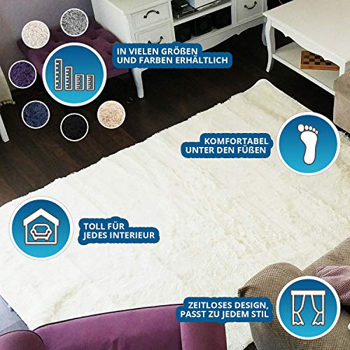 Amazinggirl alfombras Salon Grandes - Pelo Largo Alfombra habitación Dormitorio Lavables Comedor Moderna vivero Negro 160 x 230 cm