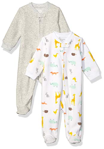 Amazon Essentials 2-Pack Microfleece Sleep and Play Infant Toddler-Sleepers, (Multi Animal), Bebé prematuro