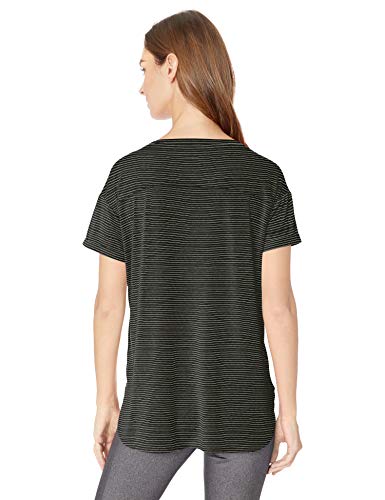 Amazon Essentials Patterned Studio Relaxed-Fit Crewneck T-Shirt Fashion-t-Shirts, Raya Negra (Black Stripe), US M (EU M - L)