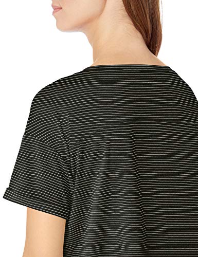 Amazon Essentials Patterned Studio Relaxed-Fit Crewneck T-Shirt Fashion-t-Shirts, Raya Negra (Black Stripe), US M (EU M - L)