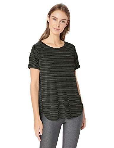 Amazon Essentials Patterned Studio Relaxed-Fit Crewneck T-Shirt Fashion-t-Shirts, Raya Negra (Black Stripe), US M (EU M - L)
