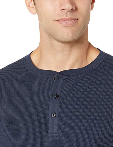 Amazon Essentials Slim-Fit Long-Sleeve Waffle Henley Shirts, Marino, US M (EU M)