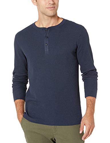 Amazon Essentials Slim-Fit Long-Sleeve Waffle Henley Shirts, Marino, US M (EU M)