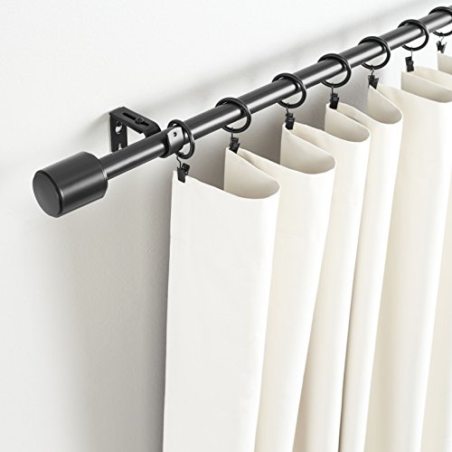 AmazonBasics - Barra para cortinas con remates con tapas, 182-365 cm, Negro