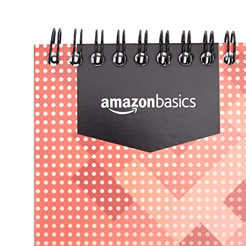 AmazonBasics - Bloc de notas de anillas, encuadernación superior, 160 hojas a rayas, 12,5 x 20 cm, 10 unidades