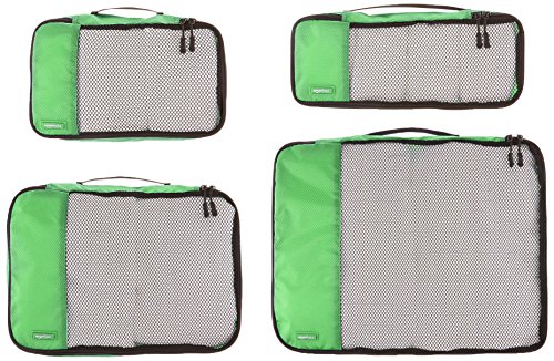 AmazonBasics - Bolsas de equipaje (pequeña, mediana, grande y alargada, 4 unidades), Verde