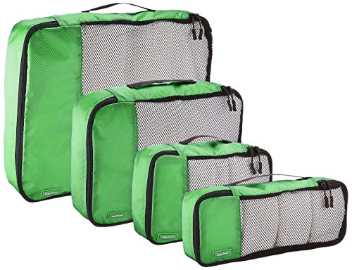 AmazonBasics - Bolsas de equipaje (pequeña, mediana, grande y alargada, 4 unidades), Verde