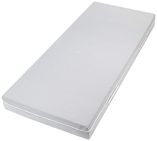 AmazonBasics Colchón 2 en 1 en espuma híbrida con 2 niveles de rigidez, H3 semi firme y H4 firme, 90x200 cm