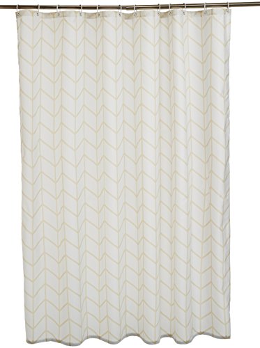 AmazonBasics - Cortina de ducha de tejido estampado (180 x 180 cm), diseño de espiga beige