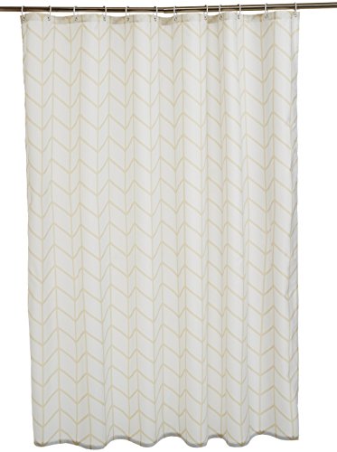 AmazonBasics - Cortina de ducha de tejido estampado (180 x 180 cm), diseño de espiga beige