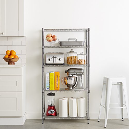 AmazonBasics - Estantería con 5 baldas, cromado