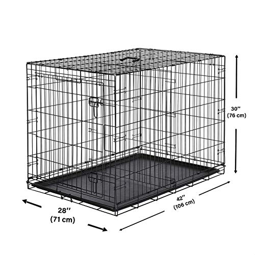 AmazonBasics - Jaula plegable de metal para mascota (una puerta, 107 cm largo)
