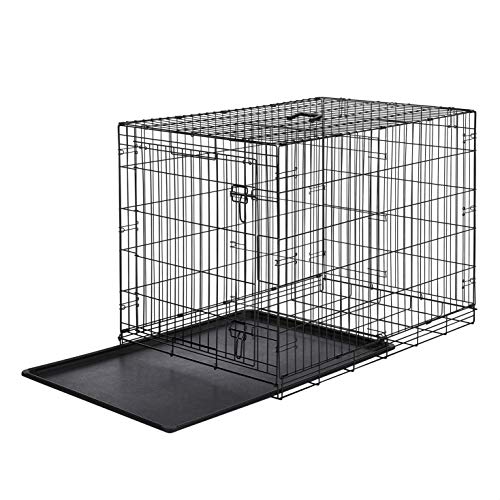 AmazonBasics - Jaula plegable de metal para mascota (una puerta, 107 cm largo)
