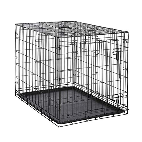AmazonBasics - Jaula plegable de metal para mascota (una puerta, 107 cm largo)