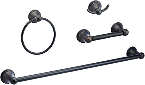 AmazonBasics - Juego de accesorios modernos para baño - 4 unidades - Bronce antiguo