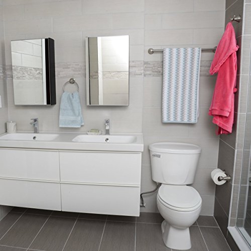 AmazonBasics - Juego de accesorios modernos para baño - 4 unidades - Níquel satinado