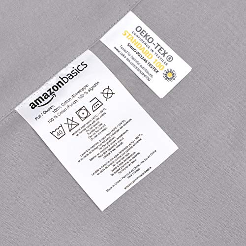 AmazonBasics - Juego de cama de franela con funda nórdica - 230 x 220 cm/50 x 80 cm x 2, Gris