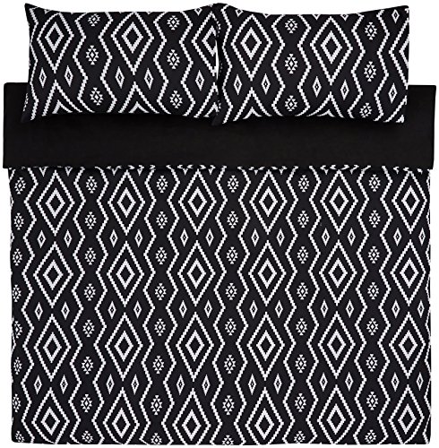 AmazonBasics - Juego de funda nórdica de microfibra ligera de microfibra, 260 x 220 cm, Negro (Black Aztec)