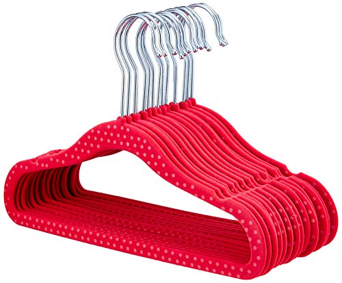 AmazonBasics - Perchas infantiles de terciopelo - Paquete de 30, Rosa (lunares)