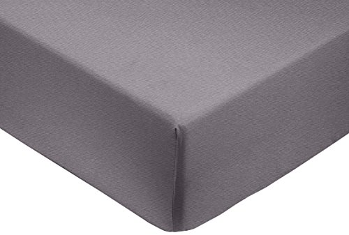 AmazonBasics - Sábana bajera ajustable (algodón satén 400 hilos, antiarrugas) Gris oscuro - 200 x 200 x 30 cm