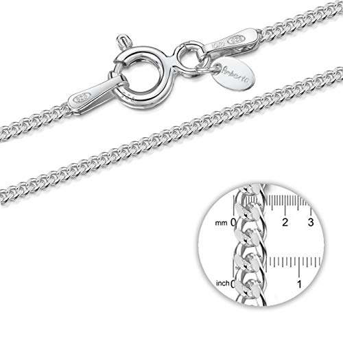 Amberta® Joyería - Collar - Fina Plata De Ley 925 - Cadena Barbada - 1.3 mm - 40 45 50 55 60 65 70 cm (45cm)