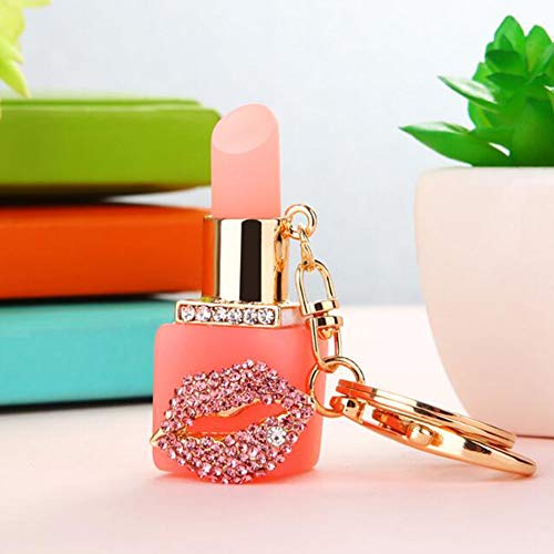 Ambiguity Llavero, Diamantes Imitación Labios LáPiz Labial Llavero Del Coche Bolsos Colgante Llavero Colgantes Brillo MetáLico Súper Brillante