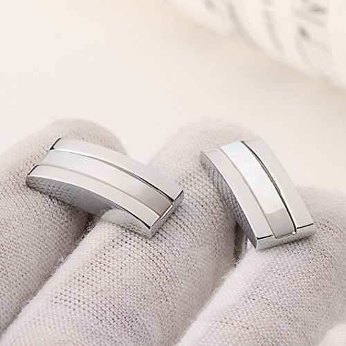 AmDxD Joyería Acero Inoxidable Camisa Hombre Gemelo Cufflink Calidad Alta Plata Elegante