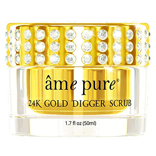 âme pure® 24K Gold Digger Scrub su fórmula 100% natural con copos de oro puro y vitamina E estan diseñados reducir el aspecto de las líneas de expresión, las marcas del acné y la decoloración (50 ml)