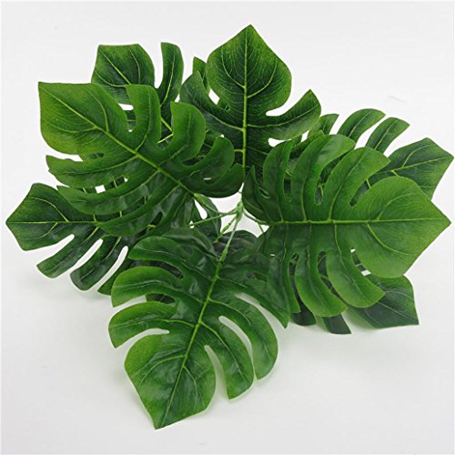 Amesii - Planta artificial con hojas de gran simulación, Monstera, color verde, 1 unidad
