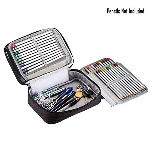 AMGOMH Estuches, 72 ranuras portalápices Caja de lápiz de Estudiantes Organizador Estuche Escolar de caso lapices de colores lápiz bolsa de arte dibujo Estuches Escolares Pencil Case (Negro)