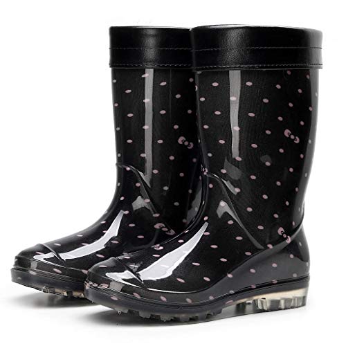 Amlaiworld Botas de Agua Mujer, Mujeres Punk Style Mid Warm Plus Terciopelo Botas de Nieve Botas de Lluvia Antideslizantes para Mujer Zapatos de Agua al Aire Libre