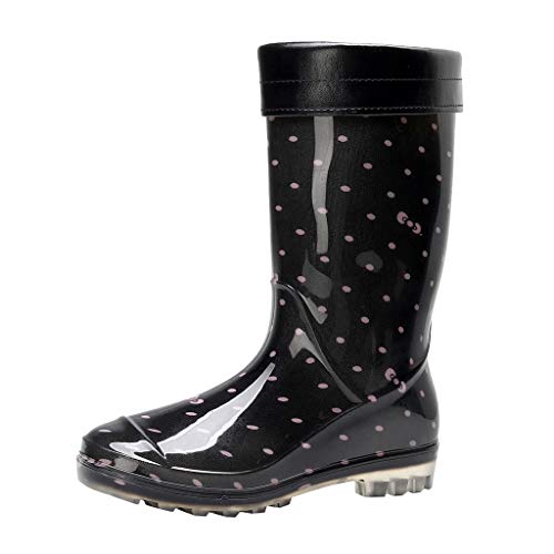 Amlaiworld Botas de Agua Mujer, Mujeres Punk Style Mid Warm Plus Terciopelo Botas de Nieve Botas de Lluvia Antideslizantes para Mujer Zapatos de Agua al Aire Libre
