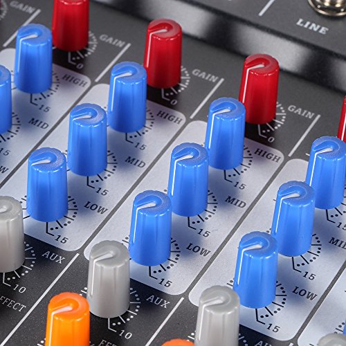 ammoon 120S-USB 12 Canales Mic Mesa de Mezclas Mezclador de Audio 3 Bandas de Ecualización XLR USB Entrada 48V Phantom Power con Adaptador de Energía