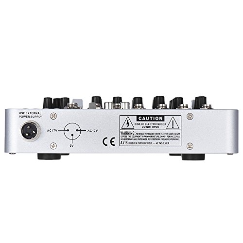 ammoon Bluetooth Profesional 4 Canales de Micrófono Line Mezclador de Audio Mesa de Mezclas con Ecualizador de 3 Bandas 48V Poder Fantasma Interfaz USB