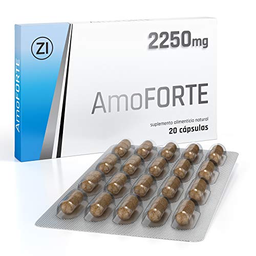 Amoforte 2250 mg - Mejora la resistencia de manera natural - Para una vida amorosa plena - Acción instantanea - 20 Cápsulas