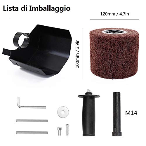 Amoladoras angulares multifuncionales,Lijadora satinada estriada, lijadora metálica, M14, amoladora angular eléctrica adecuada, para pulir y pulir madera, metal, acero inoxidable