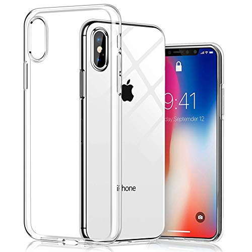 Amonke Funda iPhone X, Funda iPhone XS - Silicona Transparente TPU Carcasa, Flexible Suave Cristal Clear Ultra Slim Antigolpes Antiaraazos Bumper Case Cover para Movil Apple iPhone X XS
