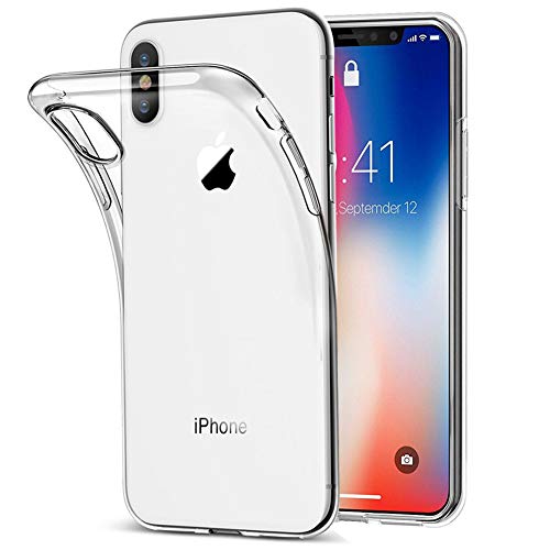 Amonke Funda iPhone X, Funda iPhone XS - Silicona Transparente TPU Carcasa, Flexible Suave Cristal Clear Ultra Slim Antigolpes Antiaraazos Bumper Case Cover para Movil Apple iPhone X XS