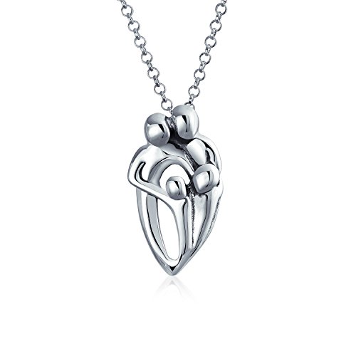 Amoroso Padre Madre Hijo Hijo E Hija De La Familia Para La Mujer Collar Colgante Plata Esterlina 925 Pulido