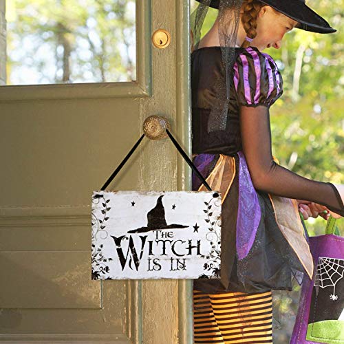 Amosfun Letrero de Bienvenida de Halloween Truco o invitación Tablero de la Placa de Madera Casa embrujada Puerta Ventana Bar Centros comerciales Decoraciones de Halloween