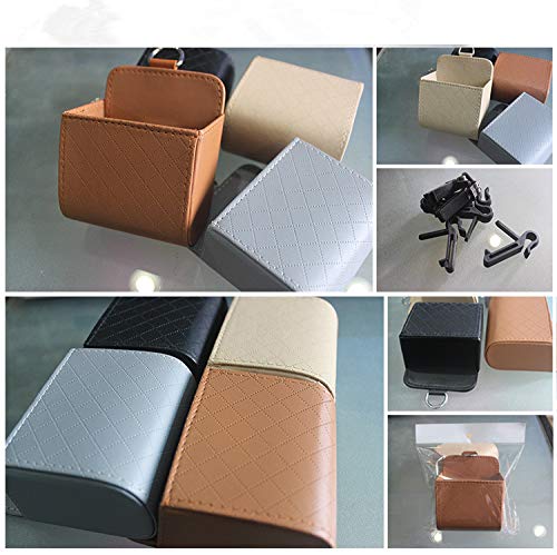 Amrls Auto Vent Outlet Caja de basura PU cuero para coche teléfono móvil titular bolsa de almacenamiento organizador de automóvil colgante caja coche styling bag,blanco