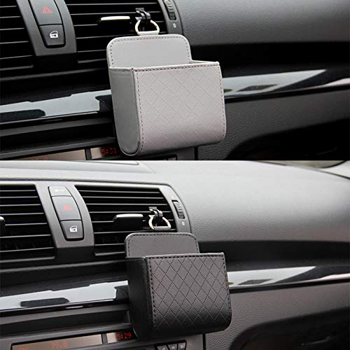 Amrls Auto Vent Outlet Caja de basura PU cuero para coche teléfono móvil titular bolsa de almacenamiento organizador de automóvil colgante caja coche styling bag,blanco