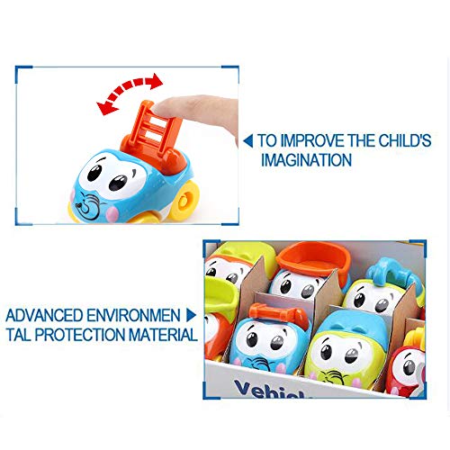 Amy&Benton Juguete De Coches para bebé 1 2 3 años, 8PCS Vehículos De Camiones para niños y niñas de Infantiles