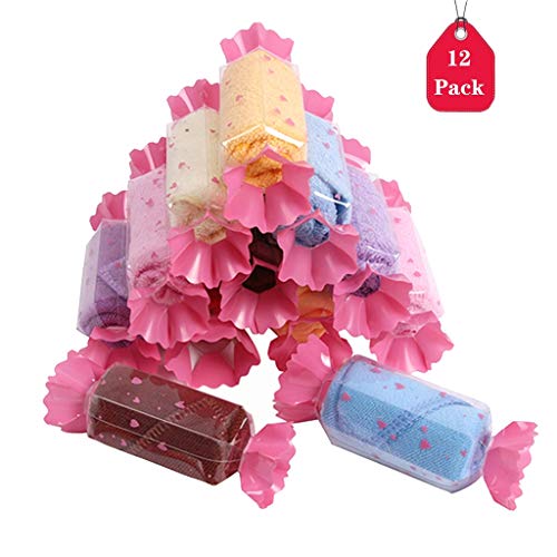 Amycute 12 pcs juguete de Toalla en forma de Dulces regalos Originales Mini Toalla de Microfibra Toallas para niños party recuerdos de boda (Color al azar)