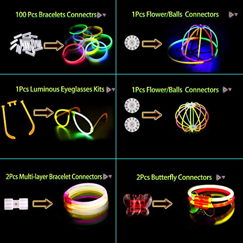 AMZJUPWM Barras Luminosas, 100pzas (20 cm) múltiples Colores: Amarillo, Rojo, Blanco, Ideal para Eventos: Fiestas Infantiles, cumpleaños. (100PCS)